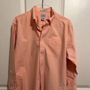 LL. Bean Traditional Fit Oxford Peach Color Size 16.5 X 33